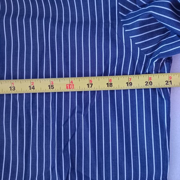 Ben Sherman Men's Button Up Shirt Indigo Blue/White Long Sleeve Striped Size M - Picture 5 of 9